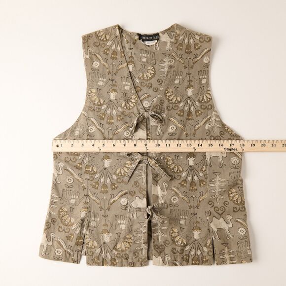 Vtg White Cloud Womens Vest Animal Print Boho‎ Artsy Art Bohemian Folk Indie - Picture 3 of 7